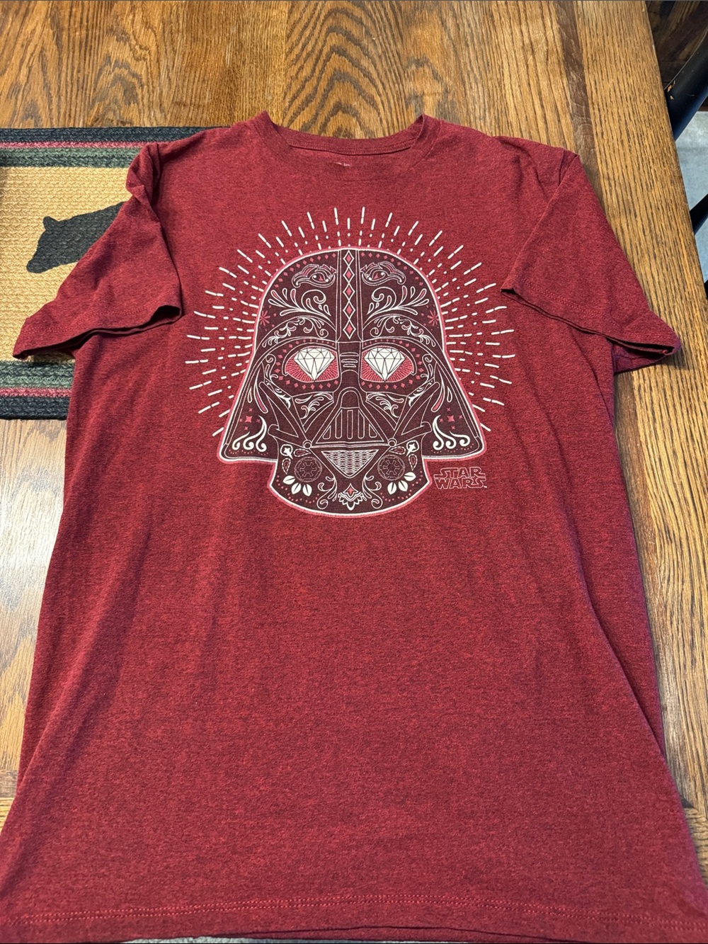 Star Wars Women's Red Short Sleeve Tee with Decorative Vader Graphic
